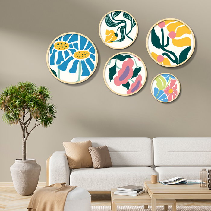 Wallity Yats-02 Conjunto de 5 Cuadros Decorativos Multicolor